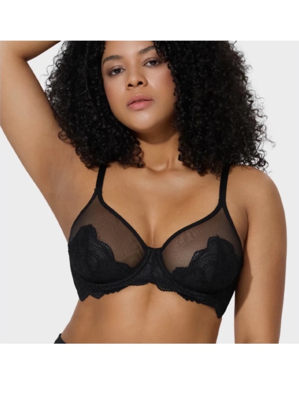 NWOT Shecurve FULL COVERAGE LACE MINIMIZER BRA black sexy lace size 36D